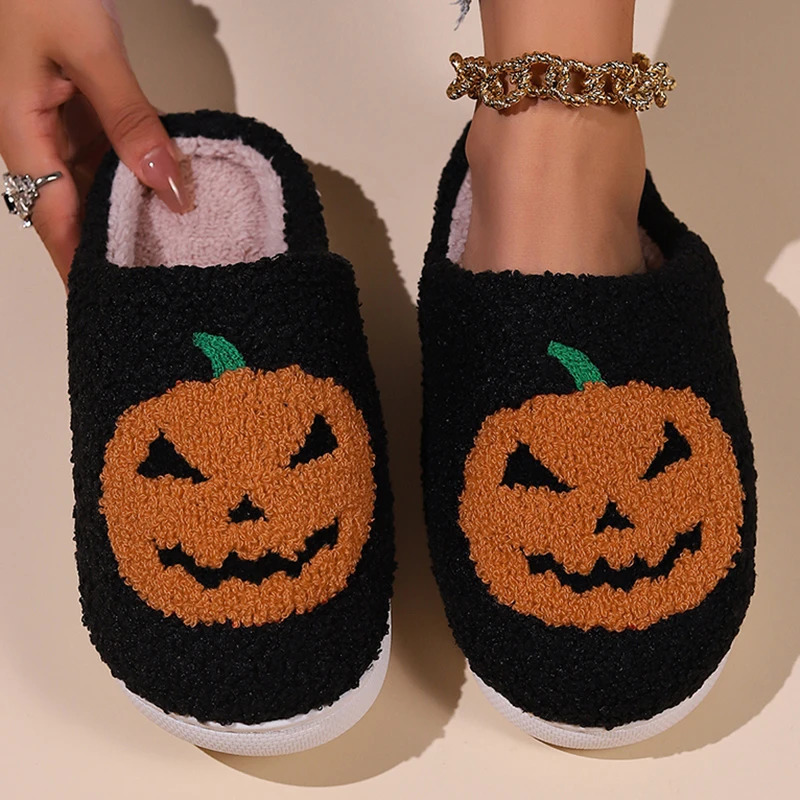 Cartoon Christmas Fluffy Home Slippers Women 2024 Winter Comfort Soft Sole Indoor Cotton Slippers Woman Funny Shoes House Slides 241010