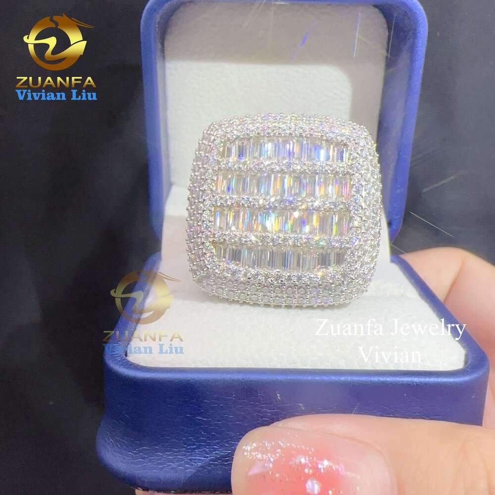 Hip Hop Sterg Sier Vvs Moissanite For Men Dia Gold Plated Custom Iced Out Jewelry Ring