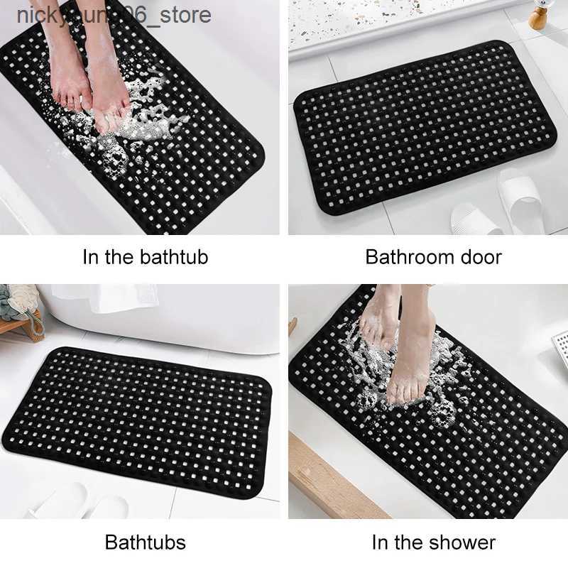Non-Slip Bath Mats Non-Slip Bathroom Mat With Suction CupQuick Drain Bath Rug Bathroom Massage Ring Shower Mat Ellipses Hole Carpet L240910
