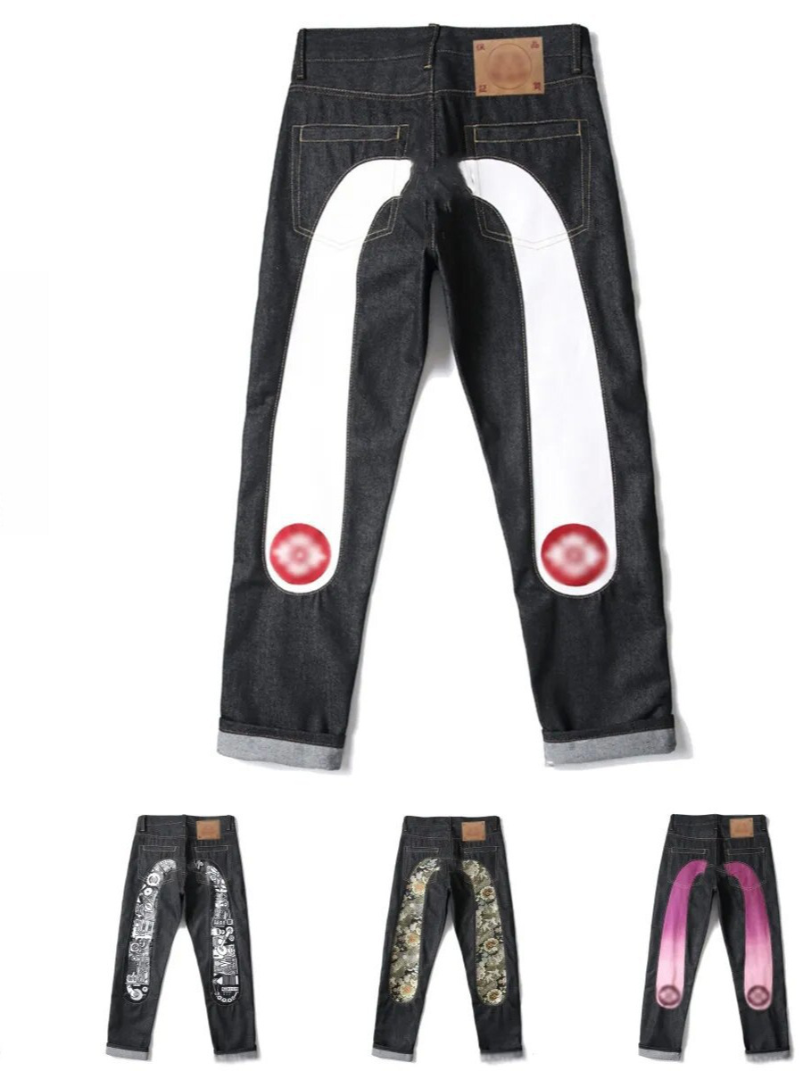 high quality fashionable designer jeans with straight line design retro street casual sports pants washed old jeans