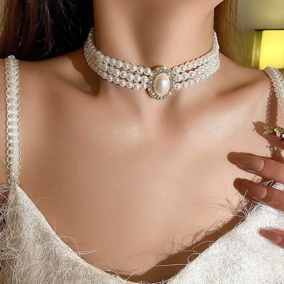 ZAKOL Luxury Vintage Three-layer Imitation Pearl Collar Choker Korean Fashion Necklace for Women Party Jewelry GiftX241009