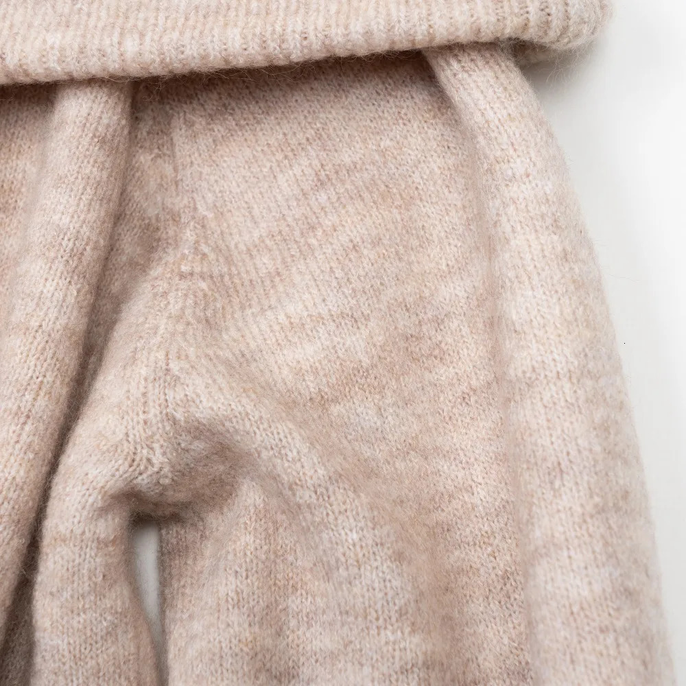 Fluffy shoulder sweater for women fashionable skydiver floral knit Burgundy gray beige 240927