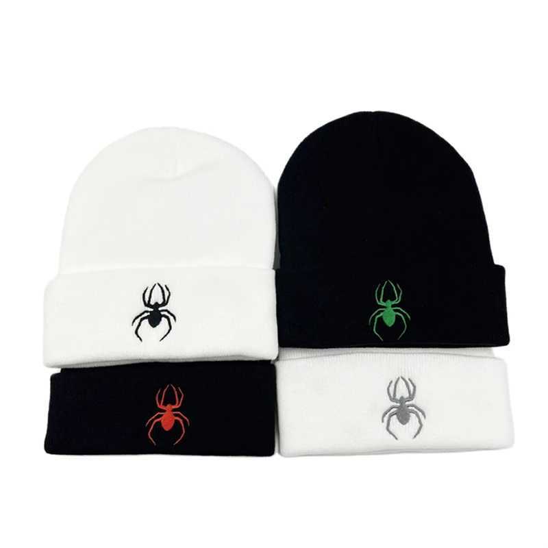 Beanie/Skull Caps Autumn Winter Spider Embroidery Knitted Hats Keep Warm Beanie Hat for Men Women H241010