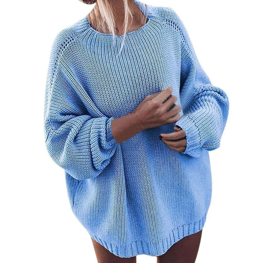 2024 Winter Wear New Product Solid Color Knitwear Loose Bat Sleeves Large Sweater Coat Women
