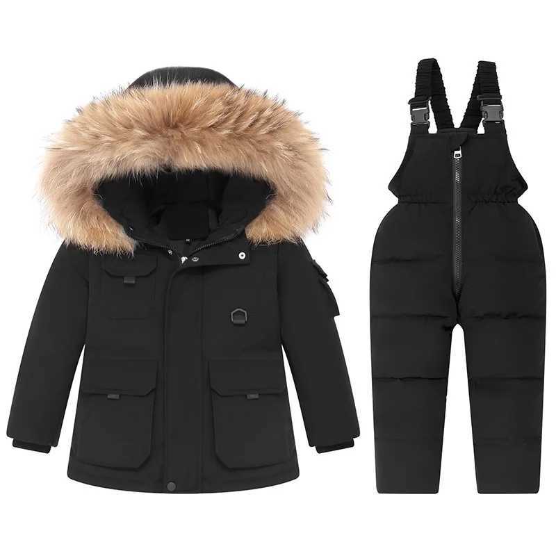 Down Coat Parka Boy Baby Overalls Winter Down Jacket jumpsuit Warm s Hooded Coat Snowsuit toddler girl Clothes children Clothing Set 2p H241010