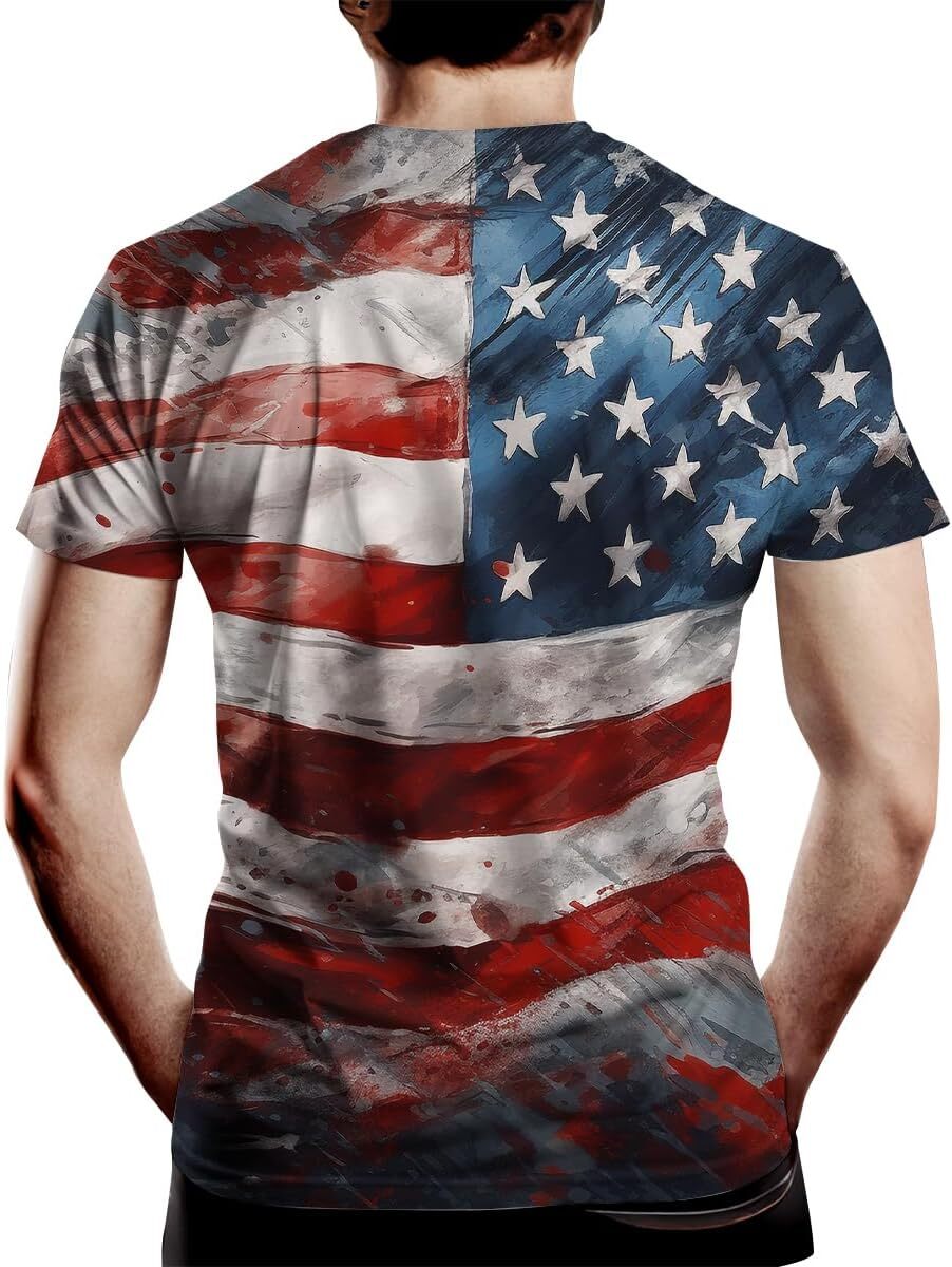 Mens T shirt American Flag Mens T-Shirts 3D Printed Flag Short Sleeve Shirt Patriotic Americans tee Casual tops summer clothes Short sleeve cool