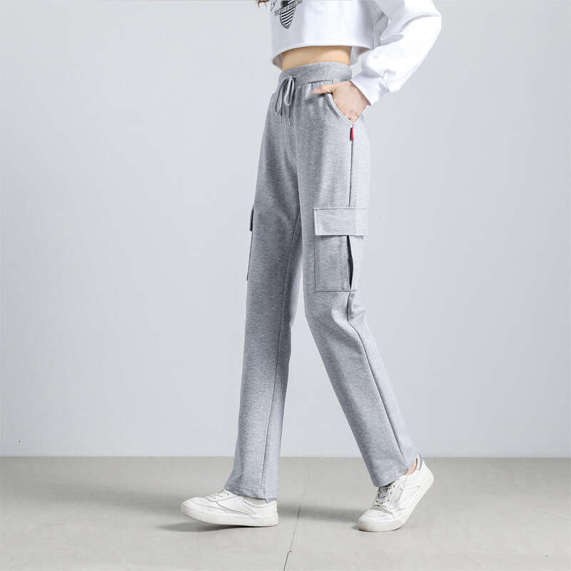 Work for Women in Spring Autumn 2022 New Style Slim High Waisted Small Loose Straight Leg Sports and Leisure Pants Printing Solid Color All-match Mode