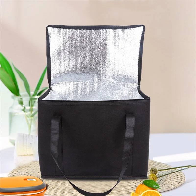Insulated Lunch Bento Bag Onwoven Large Capacity Thermal Bags Black Reusable Outdoor Picnic Portable Freshkeeping Ice 240925