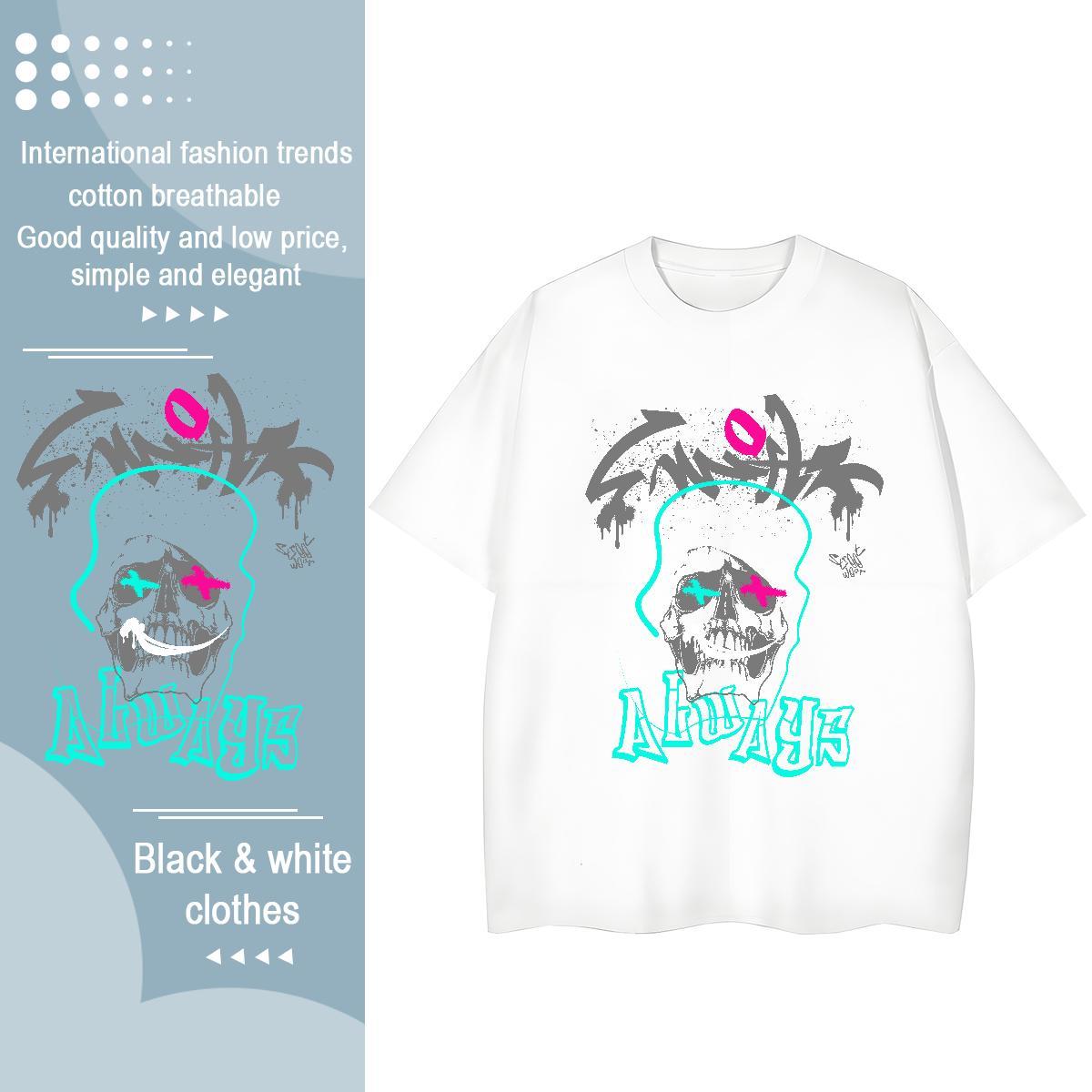 Designer T-Shirts for Women 100% Cotton 230g Round Neck Short Sleeve Street skull Women Tshirts Soft Oversized L-4XL Tops Shirt