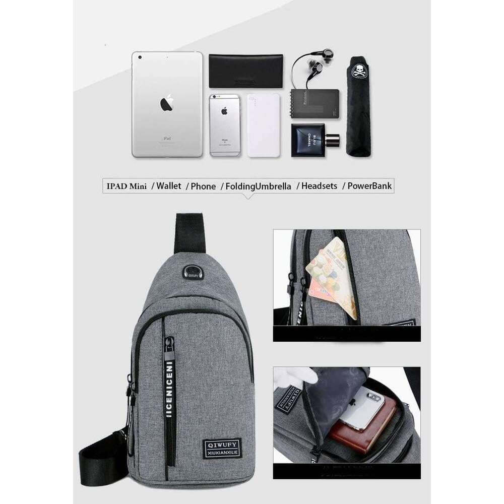 Small Sg Crossbody Chest Shoulder Water Resistant Travel Bag for Men Women With Earphone Hole (Blue)