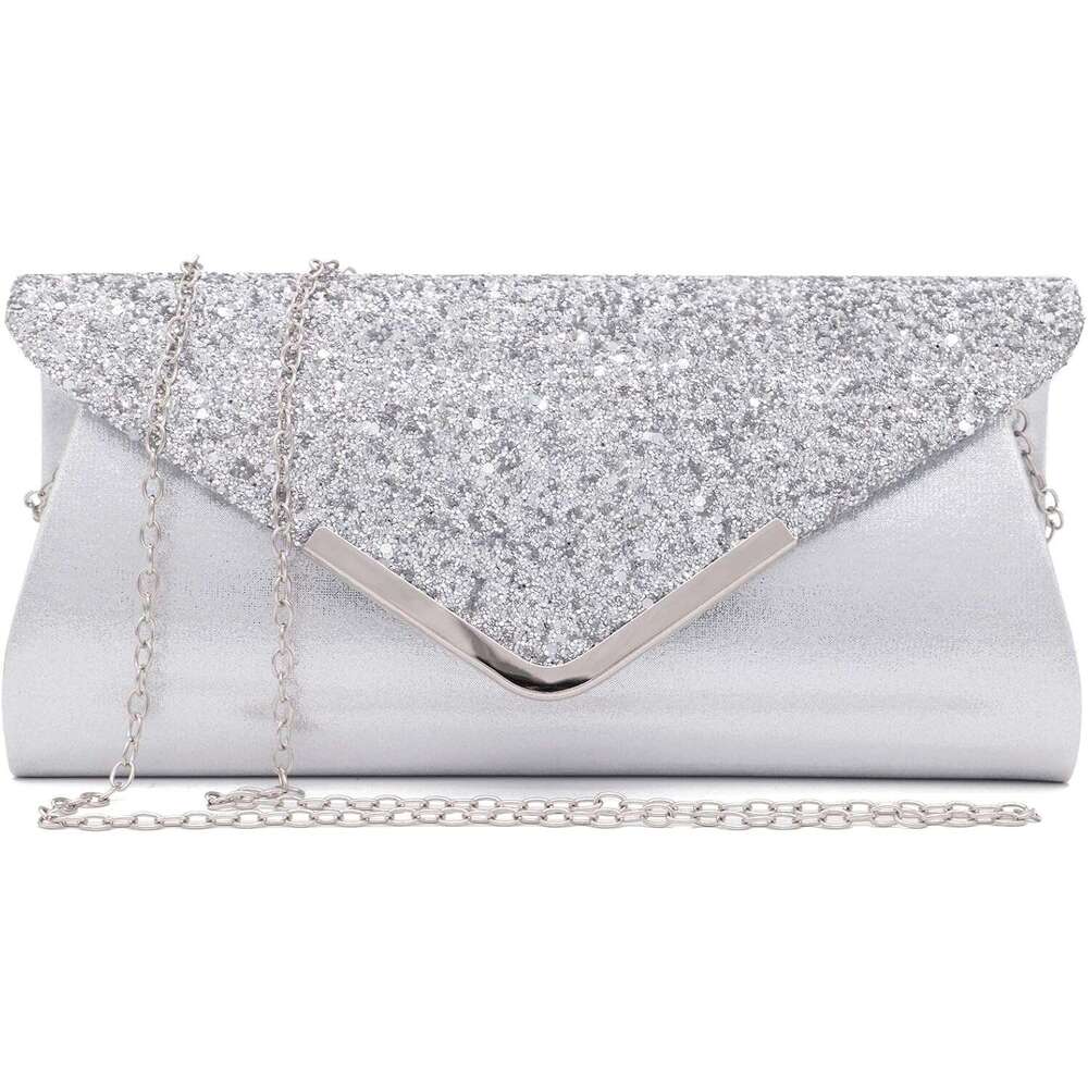 Sparkly Glitter Evening Envelop Clutches Shoulder Chain Bags Bridal Wedding Clutch Purse Wallet
