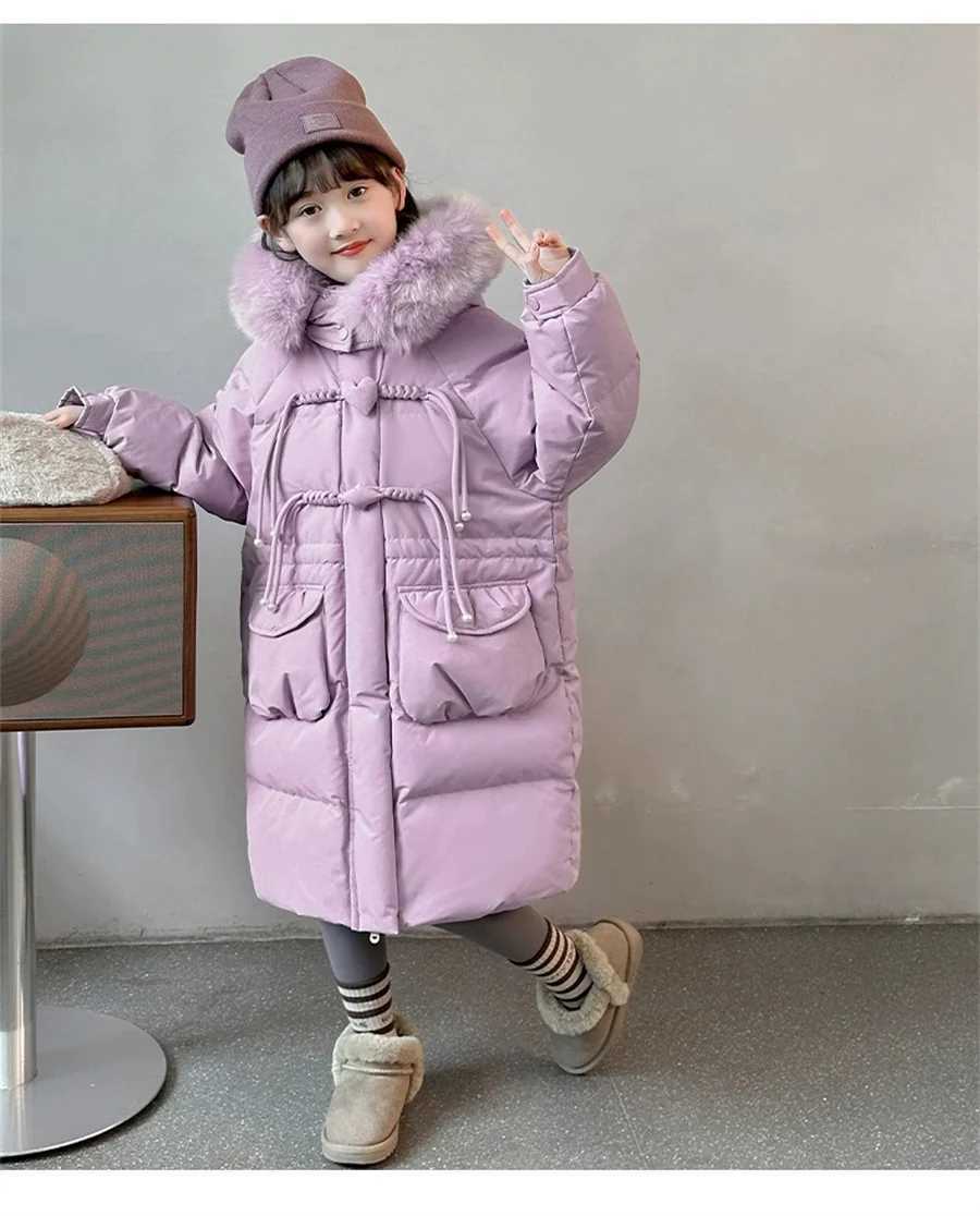 Down Coat Keep warm winter jackets and fashionable waterproof hooded childrens jackets for girls aged 5-14 in park clothing H241010