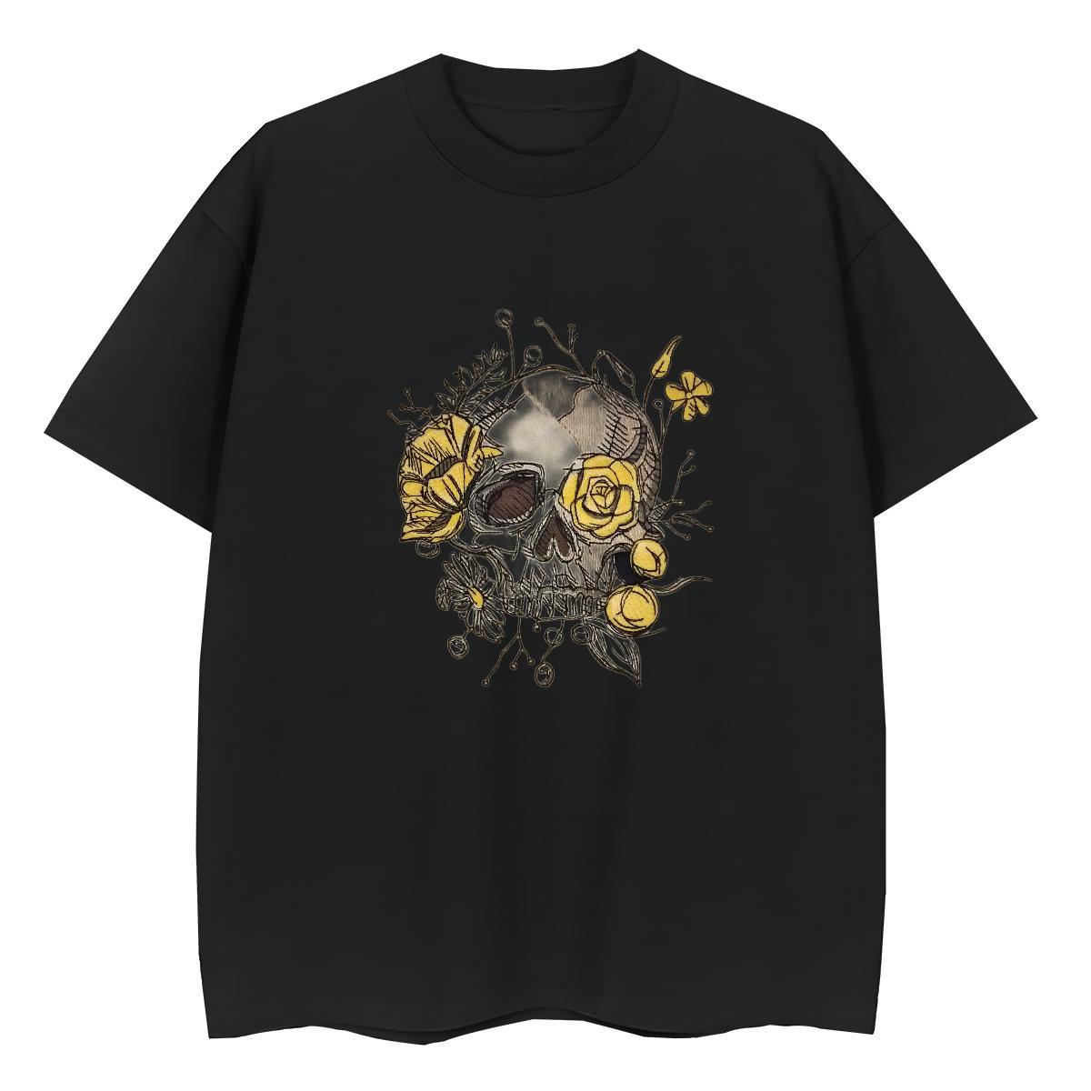 Factory Direct Women T Shirts 230g Cotton Breathable Soft Casual skull Womens Tshirts Unisex Custom Printed Tees Shirts