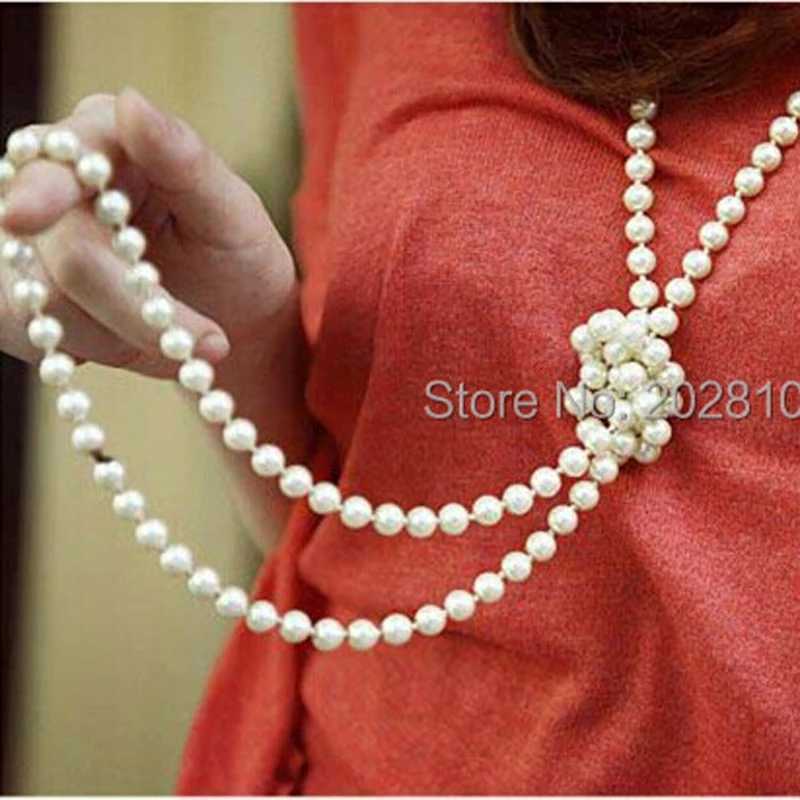 tiki 1 Autumn Winter Collar Hombre Pearl Long Necklace Wear All Match Sweater Collares Para Mujer JewelryX241009