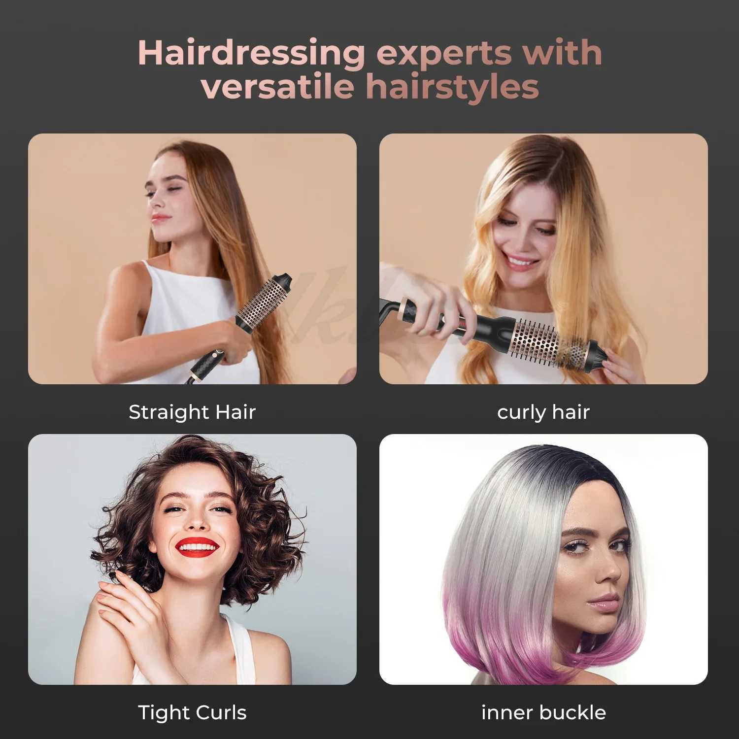 3 In 1 Ionic Hair Curler Straightener Professional Curling Iron Heated Hair Styling Brush Anti-Scald Thermal Brush Curl WandXJ241010