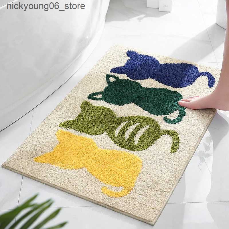 Non-Slip Bath Mats 80*50cm Cute Flower Bathroom Rug Machine Washable Bathroom Floor Mat Extra Soft Absorbent Non-Slip Bath Rug Soft Bath Mats L240910