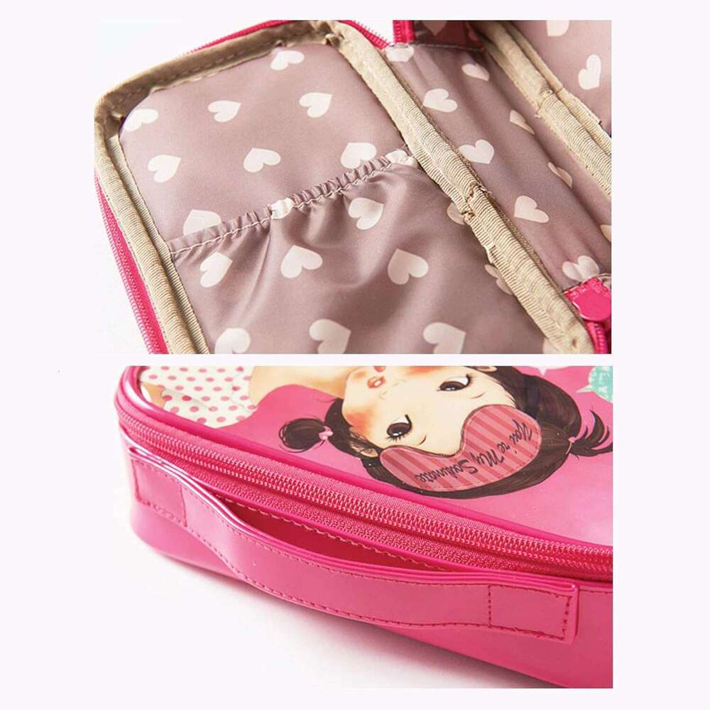 Korean Beauty FASCY Handle Pouch Water-Resistant Travel On The Go Zipper Womens Girls Nylon Carrying Case for Cosmetics Makeup Toiletry Accessories Co