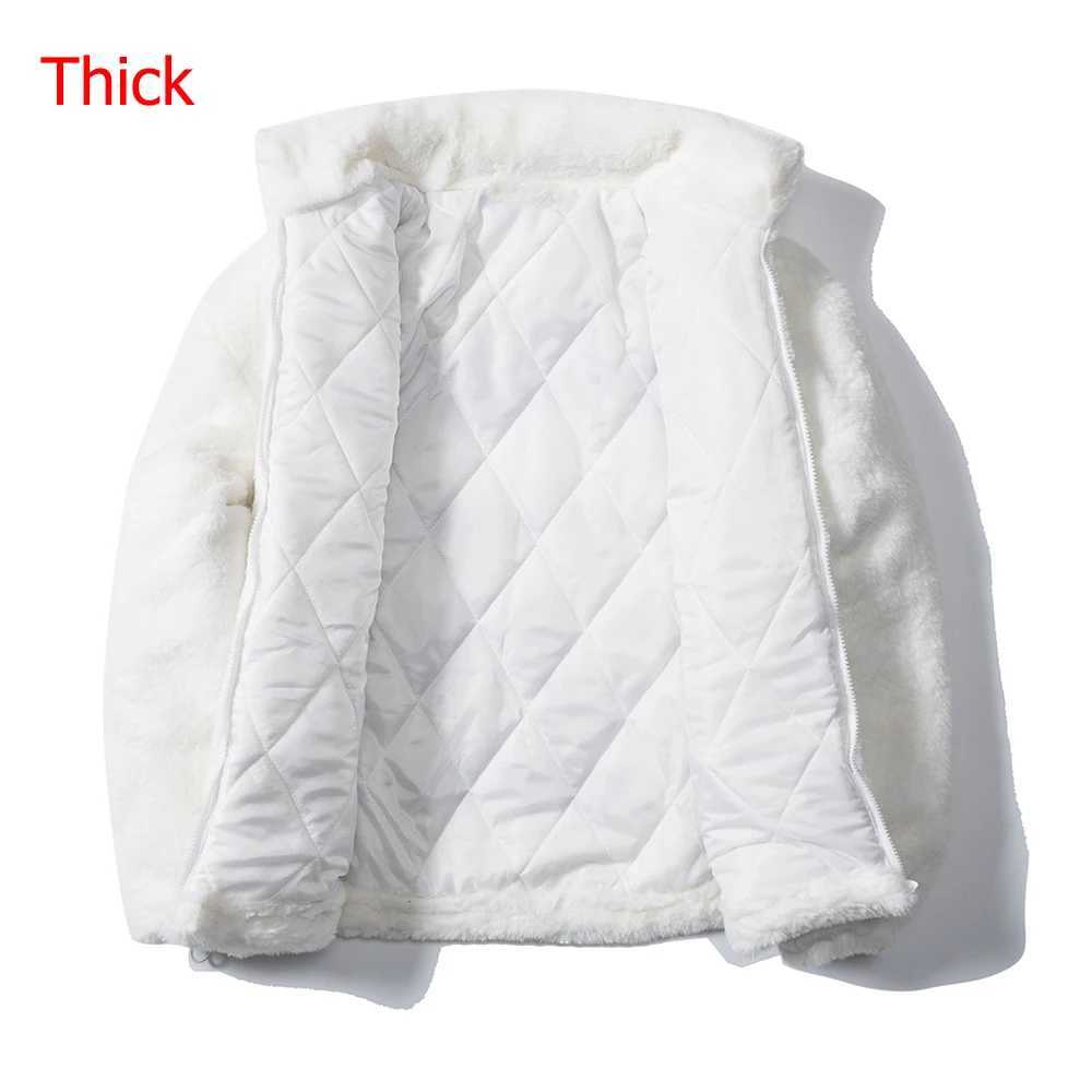 Men's Down Parkas Mens rabbit fur leather jacket hip-hop retro letter winter Flce jacket T-shirt casual Harajuku jacket zipper fashion jacket Y24