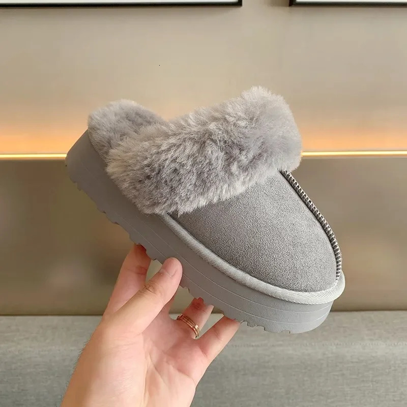 Fur slider womens winter plush sandals slider platform slider womens thick soled cotton home shoes 241007