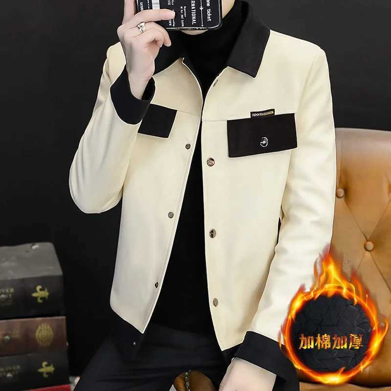 New Winter Jacket Men Thickened and Warm Wool Blends Jacket Spliced Casual Business Trench Coat Streetwear Social Overcoat LX241010