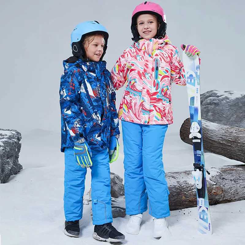 Down Coat Children clothing Set Thermal Ski Suit Waterproof Pants Jacket Boy Girl Winter Sports Windproof clothes snowsuit Skiing 2pcs H241010