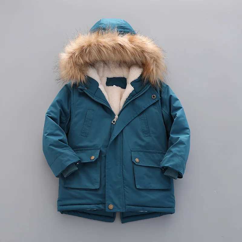 Down Coat 3 4 5 6 7 8 Winter Boys Jacket Windproof Machine to Keep Warm Thick Fur Collar Girls Coat Hooded Childrens Coat H241010