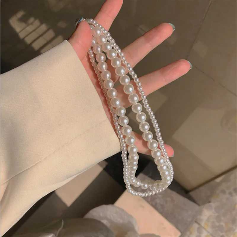 Korean Fashion Double Layer Pearl Necklace Women Personality Necklace Wedding Jewelry Birthday Anniversary Gift Collares MujerX241009