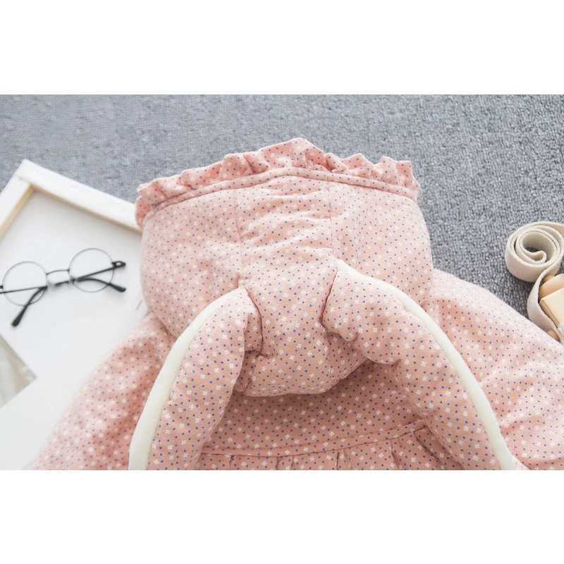 Down Coat Winter girls jacket with velvet thick jacket suitable for girls Coats cute printed hooded jacket 1 2 3 4 5 year old childrens snow jacket H2