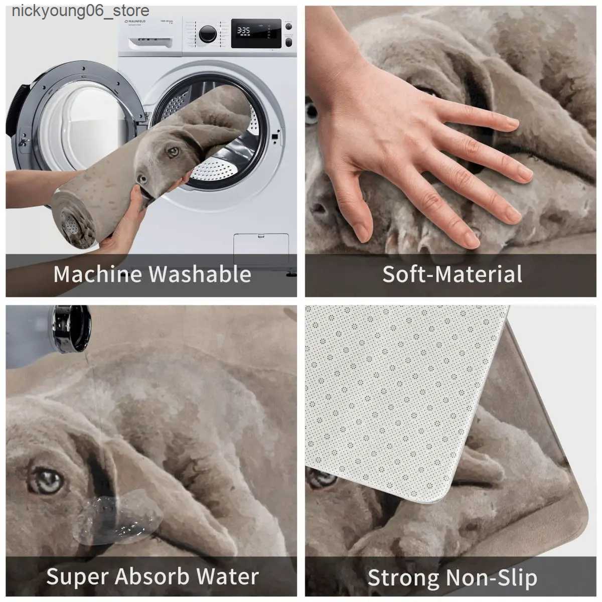 Non-Slip Bath Mats Bath Mat Kitchen Shower Door Weimaraner Puppy Dog Foot Mat Animal Fashion Toilet Pad Quick Dry Non Slip Pattern Bathroom Rug L24091