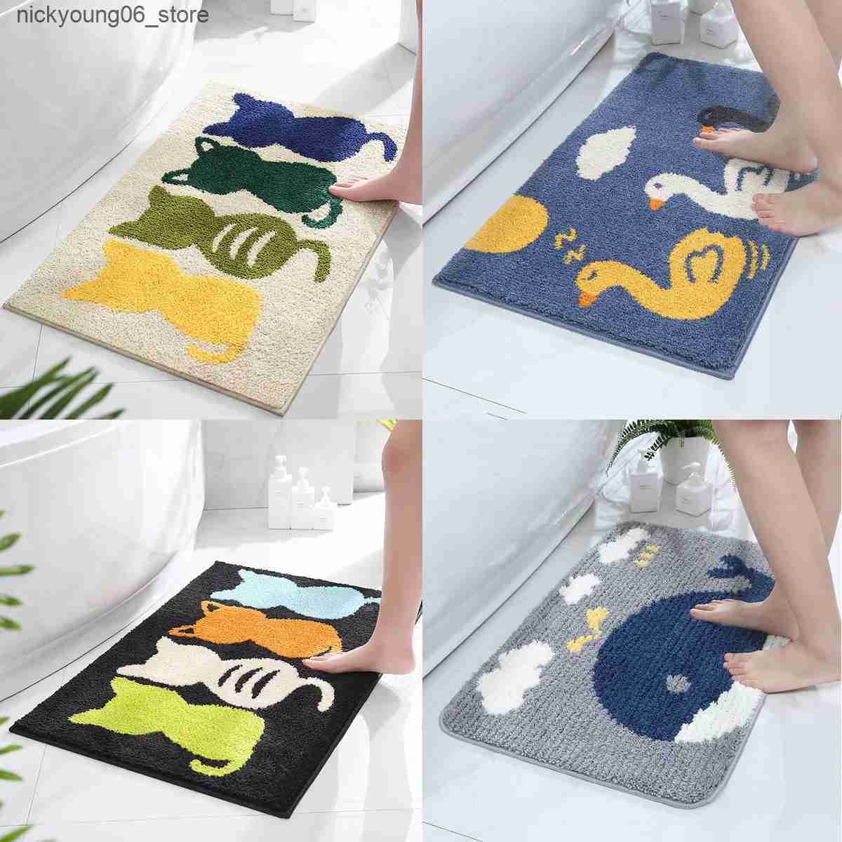 Non-Slip Bath Mats 80*50cm Cute Flower Bathroom Rug Machine Washable Bathroom Floor Mat Extra Soft Absorbent Non-Slip Bath Rug Soft Bath Mats L240910