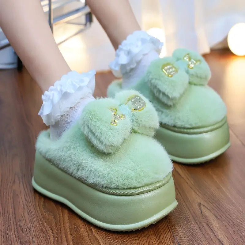 Pink fur Clog slider womens short and chubby slider shoes thick plush anti slip home slider womens bedroom shoe platform fluffy slider 241007
