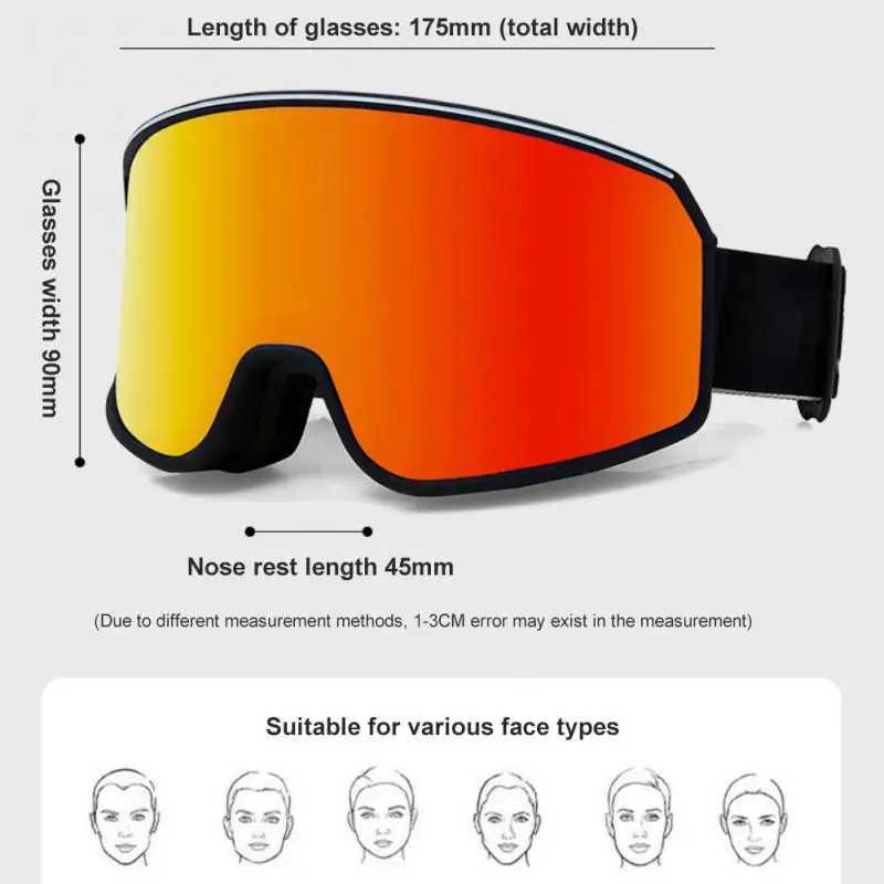 Outdoor skiing goggles 2023 new large view skiing goggles cylindrical anti fog skiing goggles CL241010