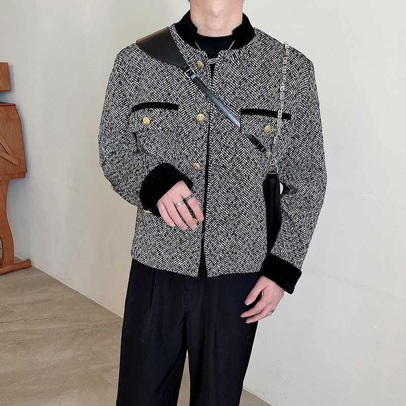 SYUHGFA Korean Stand Collar Woolen Jacket Mens Clothing Loose Short Style Coat 2024 Autumn Tops Fashion Casual Jackets For Male LX241010