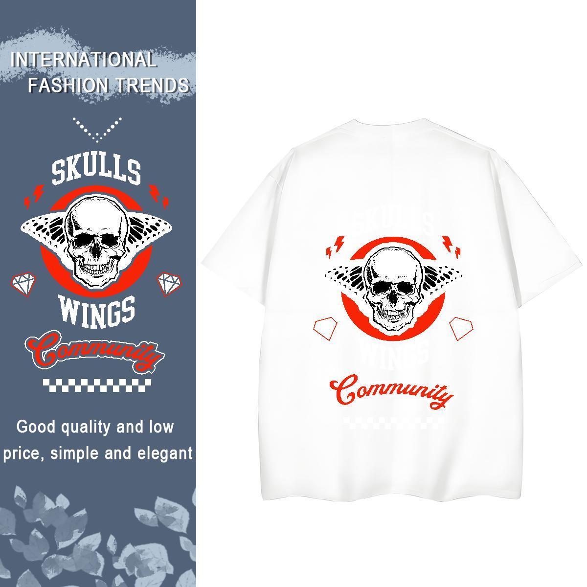 Brand T-Shirts 230g Pure Cotton Round Neck Short Sleeve Sport skull Couples T Shirts Popular Oversized Tshirts