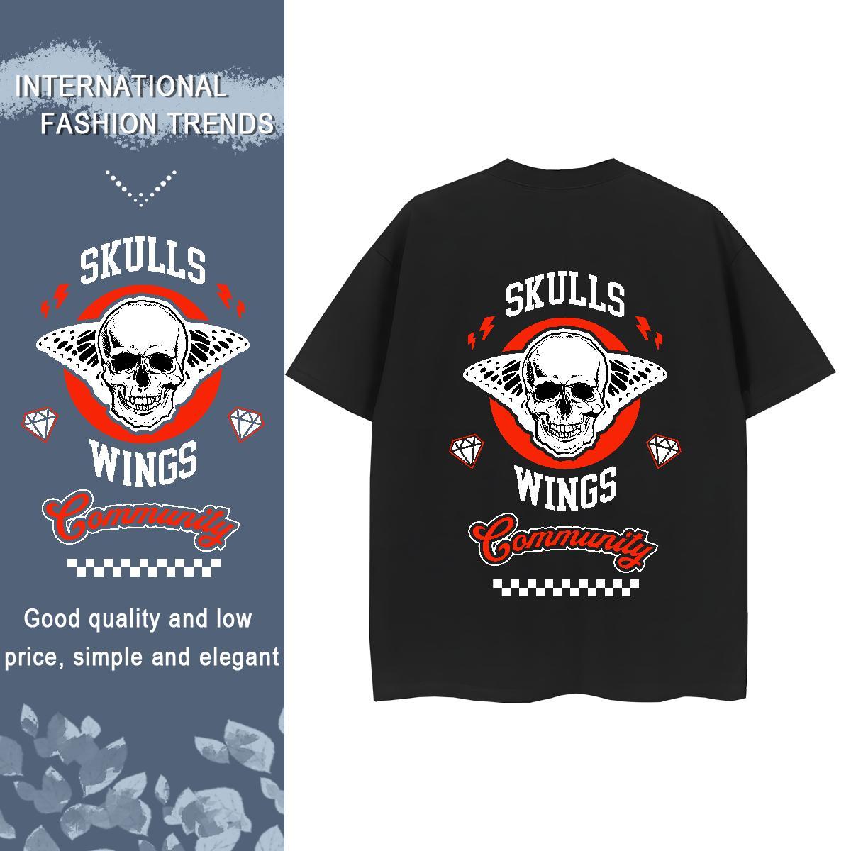 Brand T-Shirts 230g Pure Cotton Round Neck Short Sleeve Sport skull Couples T Shirts Popular Oversized Tshirts