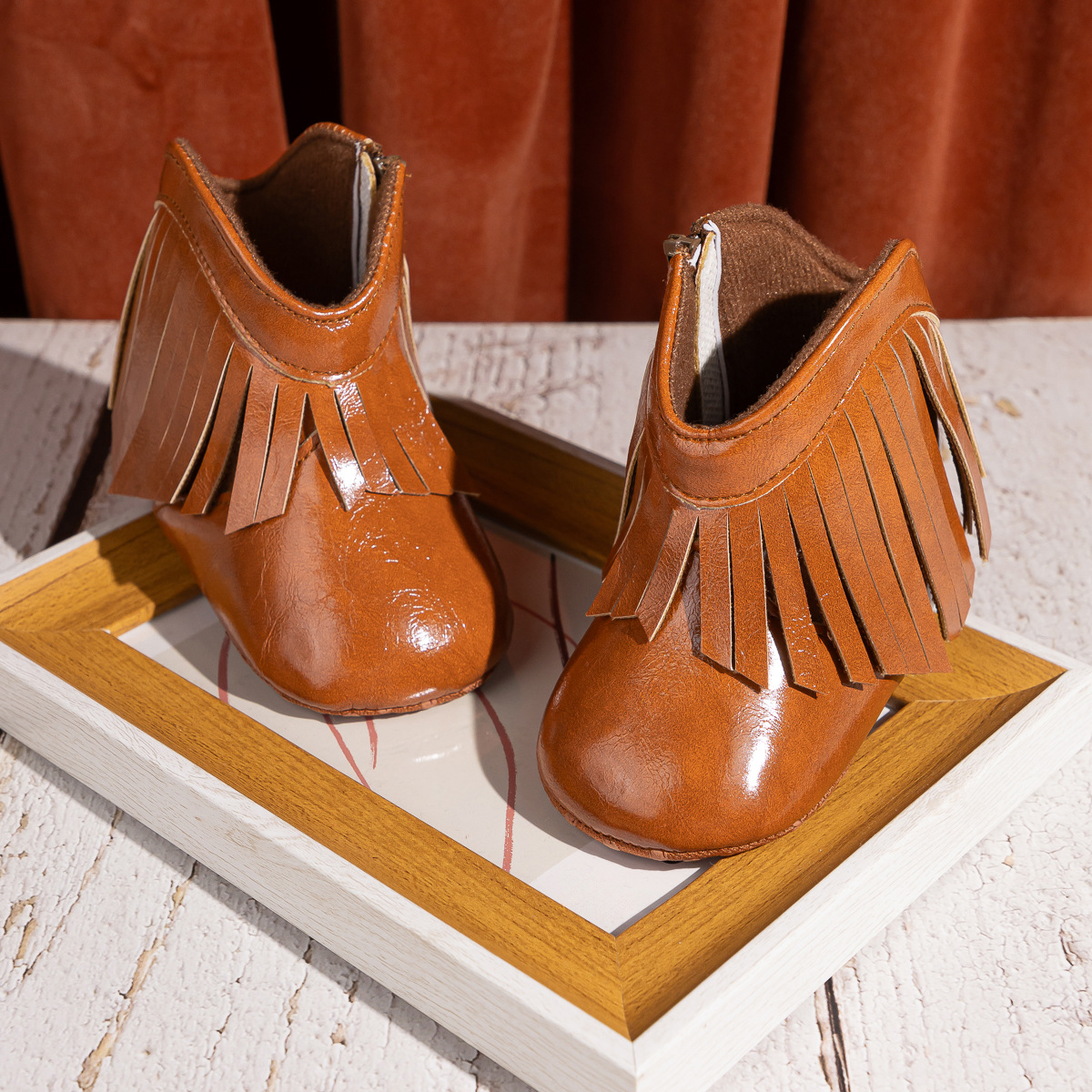 Winter Baby Girls Tassel PU Leather Baby Boots Side Zipper Soft Bottom Happysteps Non-Slip Warm Toddler First Walkers Infant Crib Shoes