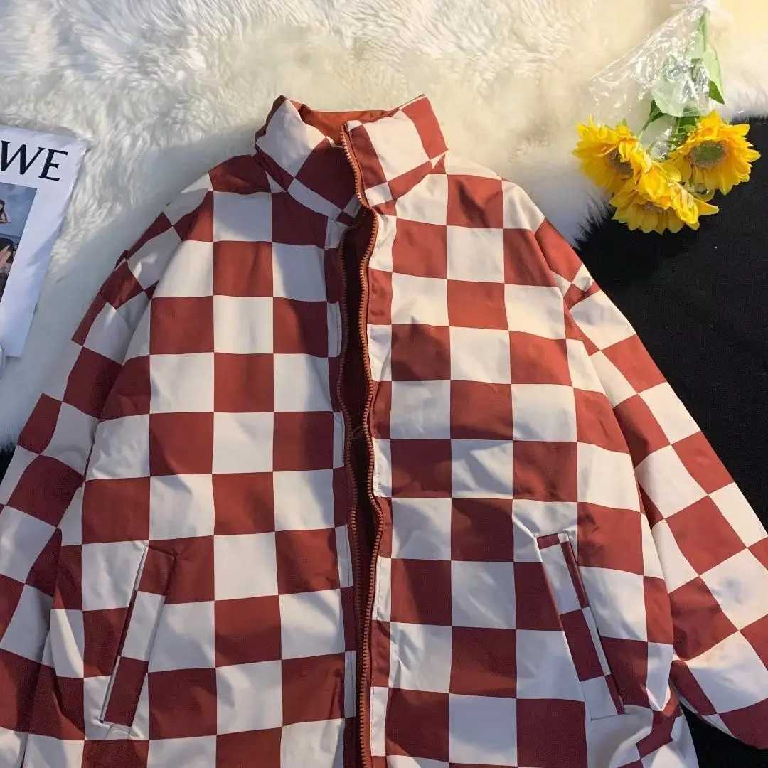 Men's Down Parkas South Korean mens winter double-sided printed jacket original thick and thin fashion niche couple cotton padded jacket Y241009N