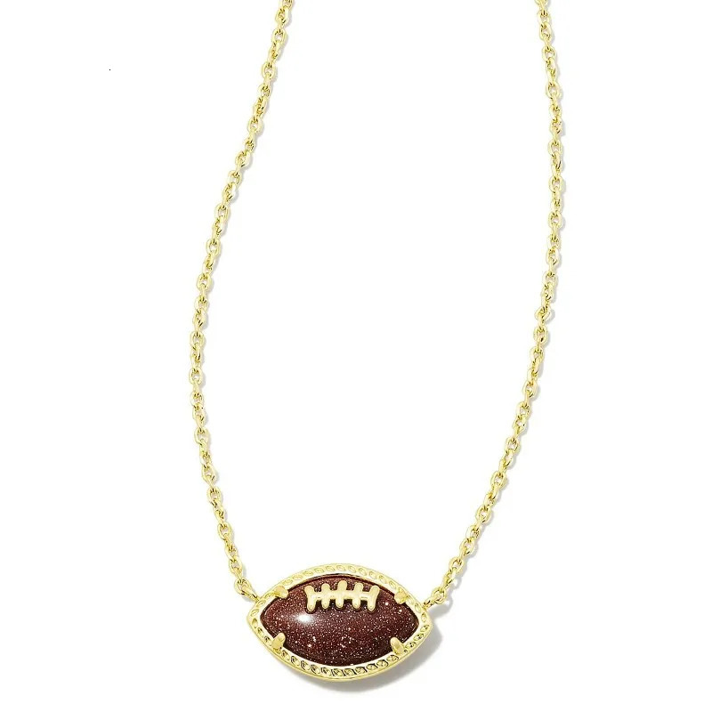 European and American Fashion Trend Rugby Football Irregular Geometric Sandstone Fish Bone Necklace 241009