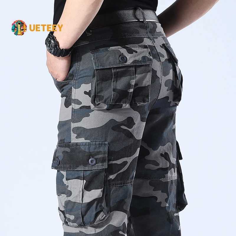 Camouflage cargo pants mens tactical camouflage jacket cotton multi pocket mens climbing sports pants casual mens city work pants W241009