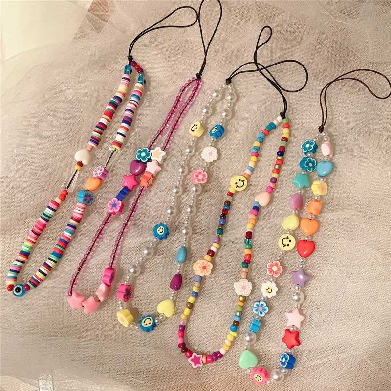 KSRA Bohemian Colorful Seed Bead Mobile Phone Strap Women Fashion Flower Polymer Clay Beads Phone Chain Womens Jewelry CadenaX241010