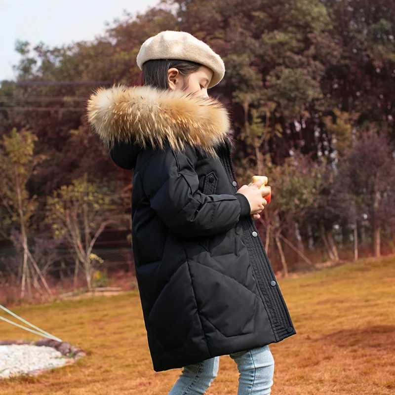Down Coat Children overcoat Winter Girls clothing warm Down jacket girl clothes Parka real Fur Hooded Coat Outerwear s snowsuit 5-16 Y H241010