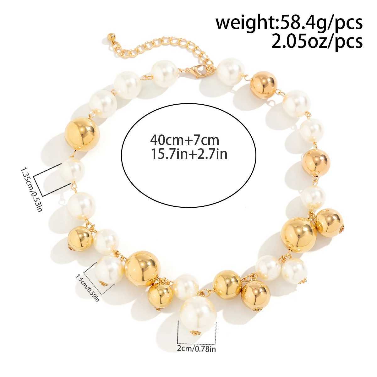IngeSight.Z Fashion Irregular CCB Big Ball Bead Chain Short Necklace Elegant Imitation Pearl Pendant Choker Womens Neck JewelryX241009