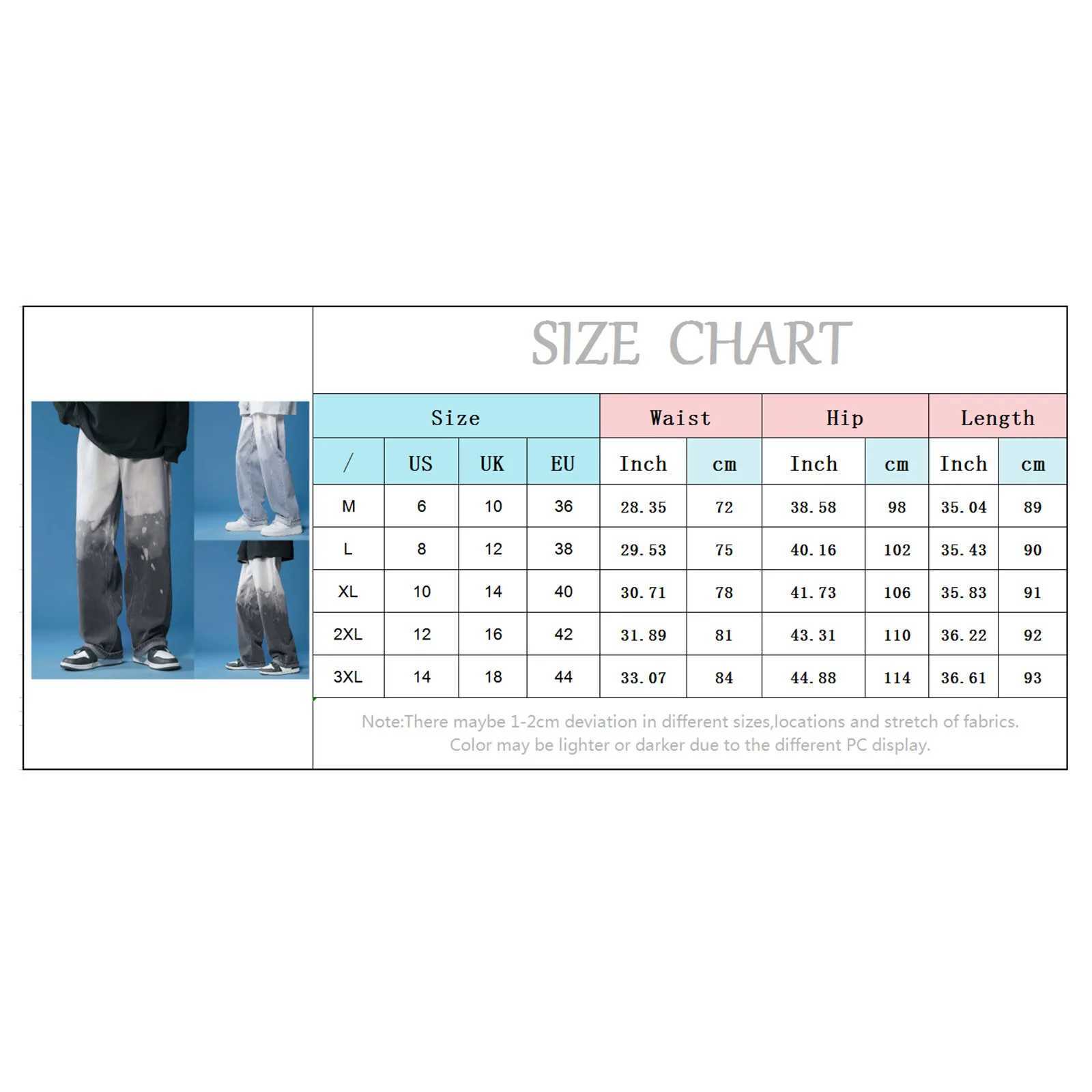 Mens Hip Hop Loose Jeans 2023 New Streetwear Straight Baggy Wide Leg Denim Pants Male Trousers Korean Fashion Gradient JeansX241009