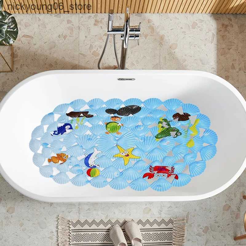 Non-Slip Bath Mats 38x68cm Cute Cartoon PVC Bath Mat Anti-Slip Shower Bathtub Mats With Sucker Soft Massage Pad Kids Elder Bathroom Carpet Rug L240910