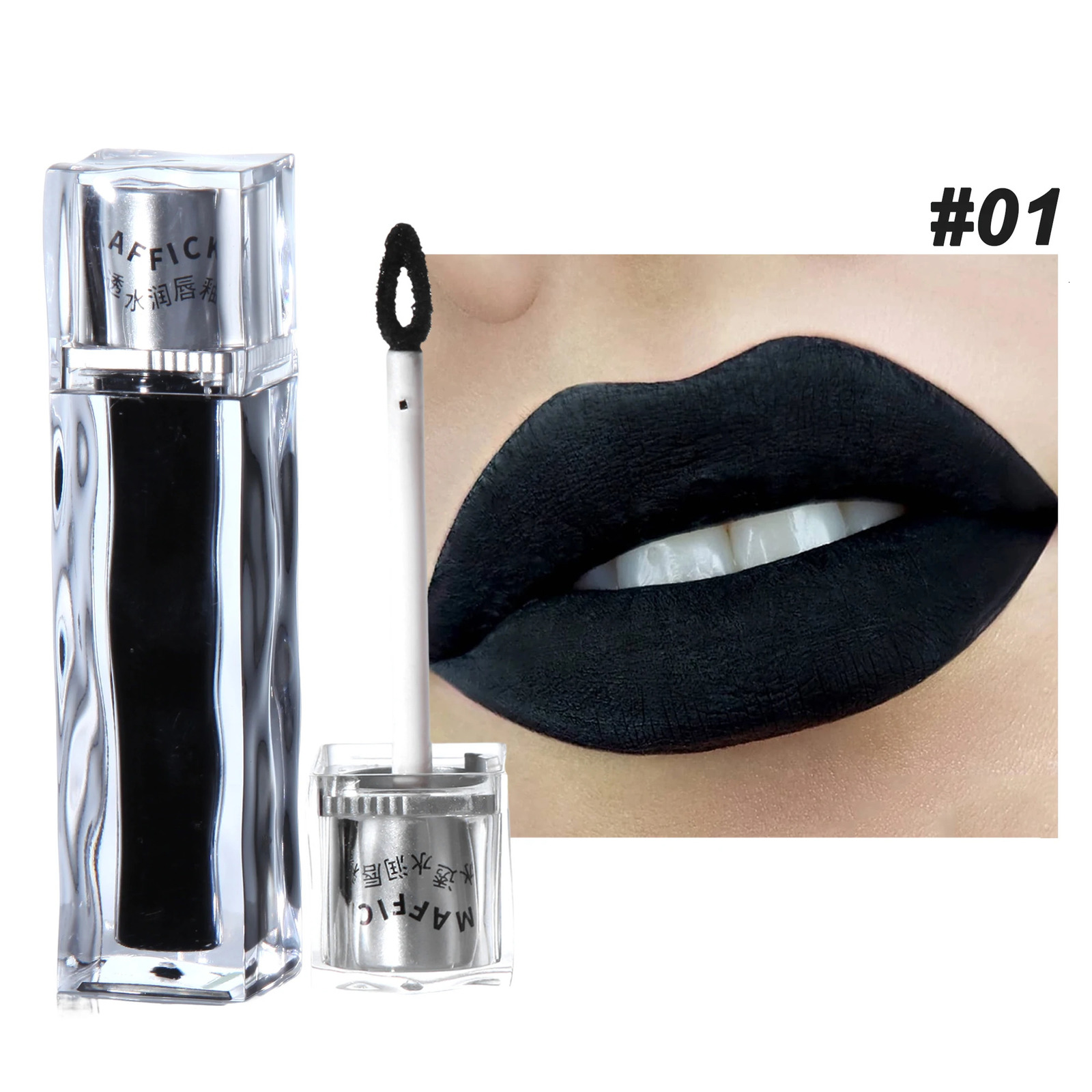 MAFFICK Black Lipstick Lip Stain Waterproof Lightweight Matte lipgloss purplebluewhite 241008