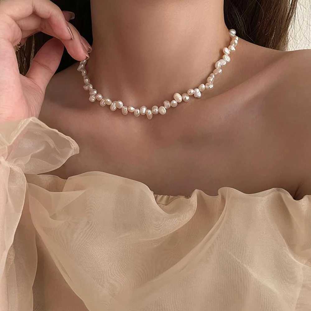 Simple Imitation Pearl Necklace Adjustable Elegant Irregular Beads New Trend Date Wedding Party Jewelry Women Girls GiftX241009