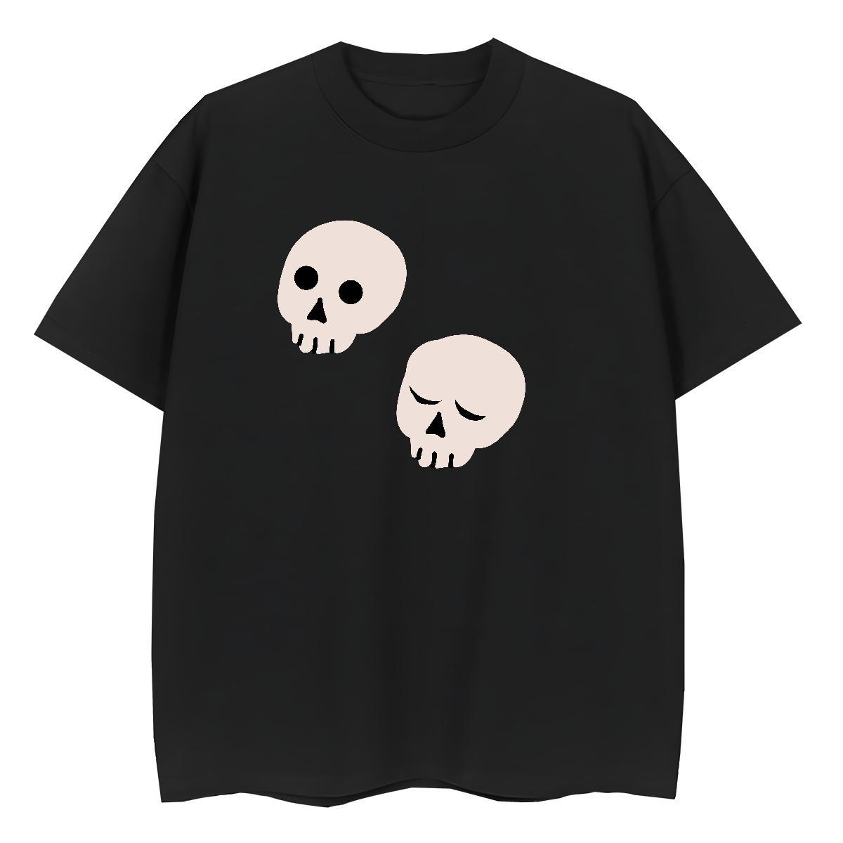 Factory Direct T Shirts Women 230g Cotton Breathable Soft Daily Outfit skull Lady T shirt Free Shipping Anime Tops Shirt