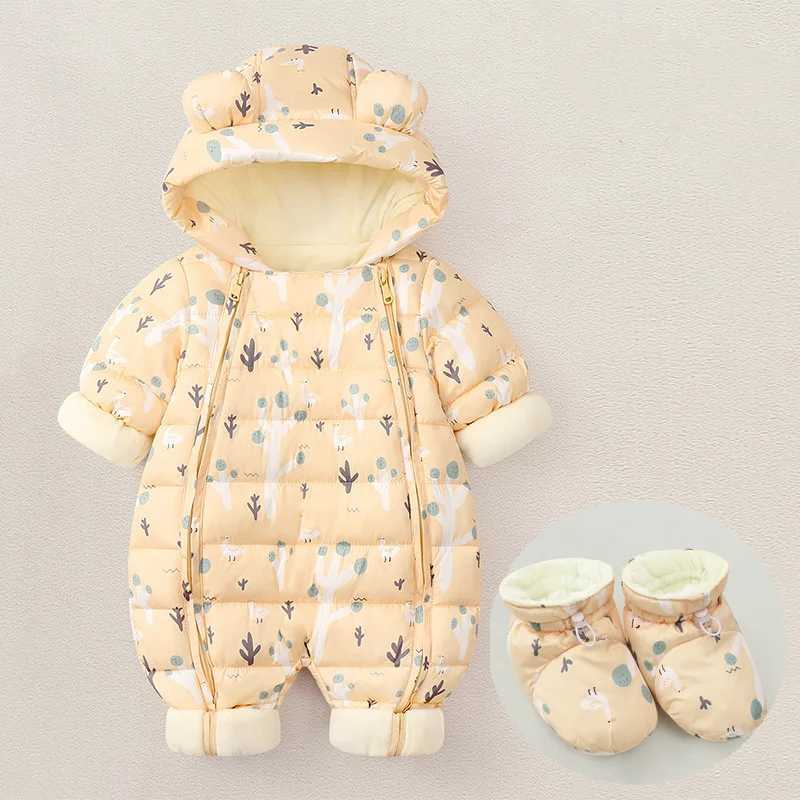 Down Coat New born Baby clothes Warm Fleece Rompers Bodysuits Baby Boys Costume Infant Girls Clothing Cartoon Overall Outerwear Jumpsuits H241010