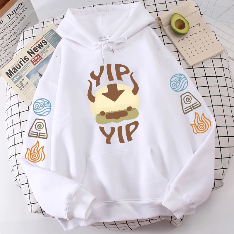 Avatar The Last Airy Hoodie Mens Appa YIP Letter Printed Long Sleeve SpringSummer Black Anime Top Loose 241010