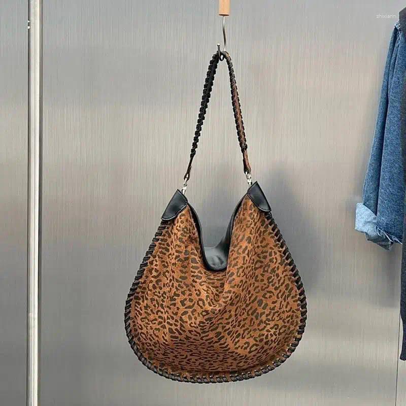 Drawstring Women's Retro Half Moon New Crossbody Bag Faux Suede Handbag High Quality Trend Woven Wide Strap Shoulder